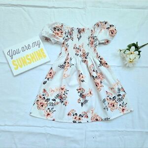 Little girls' floral design, bell style, short-sleeve dress
